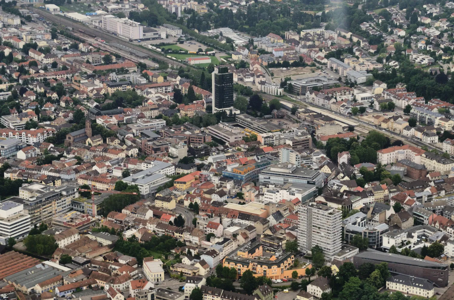 Luftbild der Lörracher Innenstadt