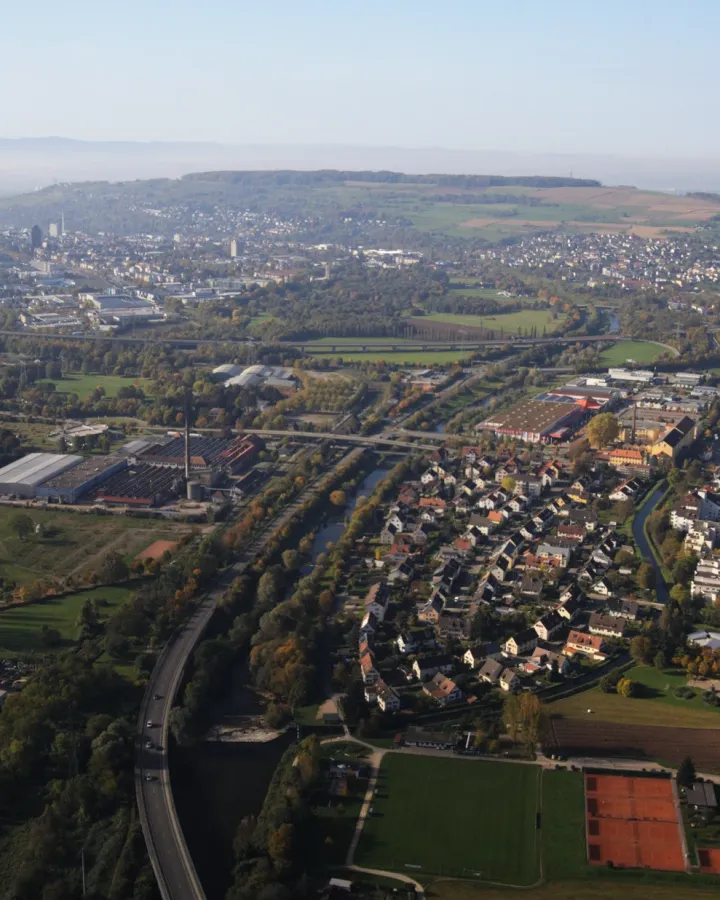 Luftbild von Lörrach mit Blick über die Stadt